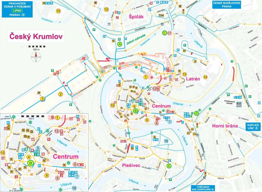 Mapa města Český Krumlov pro handicapované