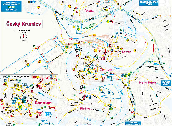Reiseführer Český Krumlov - auch für Gehbehinderte, die Landkarte der Stadt Český Krumlov 