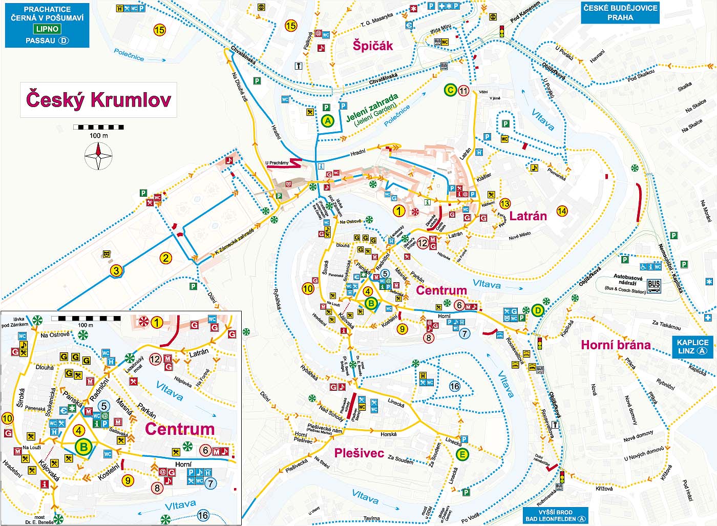 Český Krumlov: A Guide for Handicapped and Other Visitors, Map of Český Krumlov