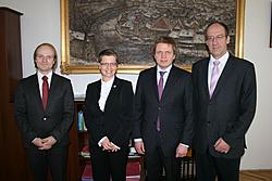 21. února 2012 - Zleva konzul Björn Piibur, místostarostka Jitka Zikmundová, J. E. konzul Lembit Uibo a starosta Dalibor Carda