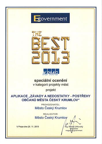 Ocenění v soutěži The Best 2013