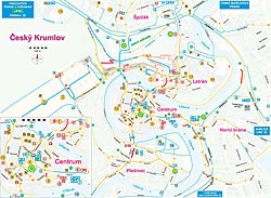 Die Karte der Stadt Český Krumlov für Behinderte 