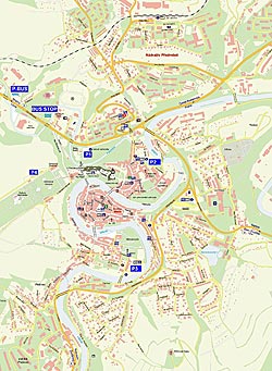 Die Karte der Stadt Český Krumlov 