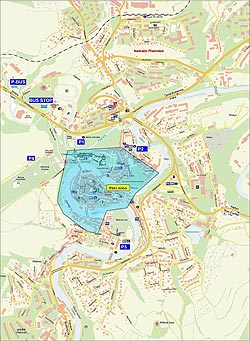 Die Verkehrskarte der Stadt Český Krumlov 
