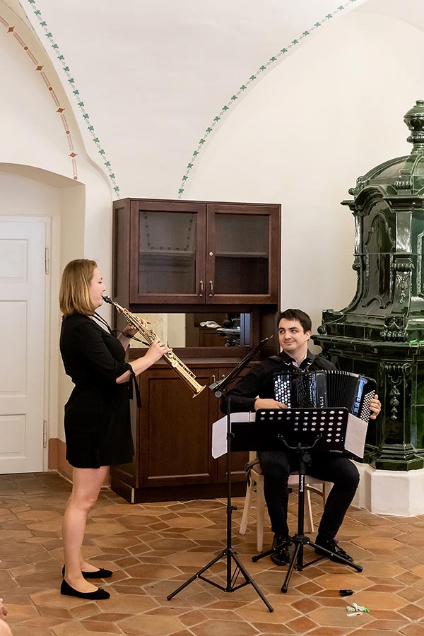 Štěpánka Šediváková (saxophone), Filip Kratochvíl (accordion), 7.7.2019, Chamber Music Festival Český Krumlov - 33rd Anniversary