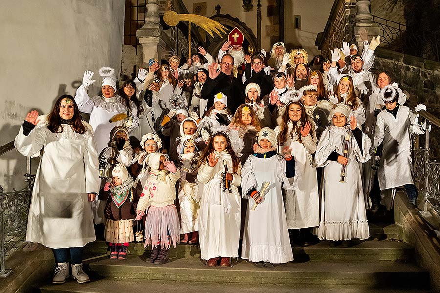 Angelic Procession and st. Nicholas Present Distribution in Český Krumlov 5.12.2019