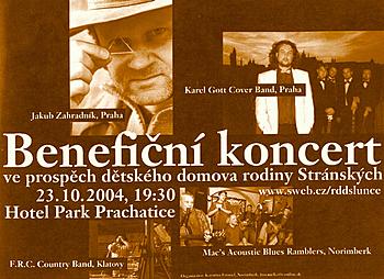 Benefiční koncert v Prachaticích 23.10.2004, plakát, zdroj: Informacní centrum Prachatice 