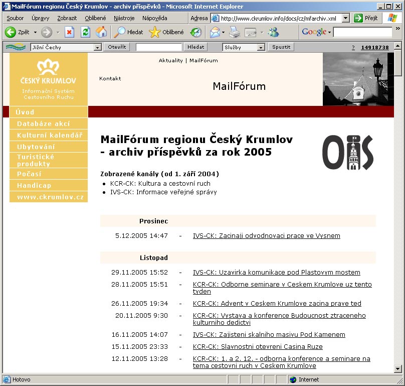 MailFórum OIS regionu Český Krumlov