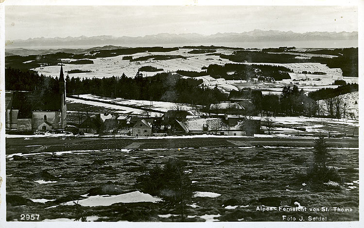 Pohled na Alpy ze Sv.Tomáše, kolem roku 1920, zdroj: Josef Seidel, foto: © Českokrumlovský rozvojový fond, spol. s r.o.