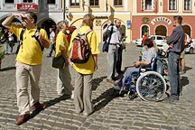 Group tour of the city for the wheel chaired people, Disability Day, Day without Barriers 2006, photo: © 2006 Lubor Mrázek 