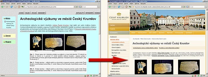 Úkázka transformované stránky OIS Český Krumlov 