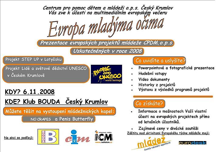 Pozvánka na  EVROPSKÝ TÝDEN MLÁDEŽE 2008