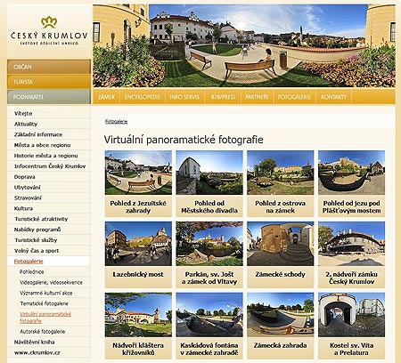 Fotogalerie OIS Český Krumlov, oddíl "Virtuální panoramatické fotografie"