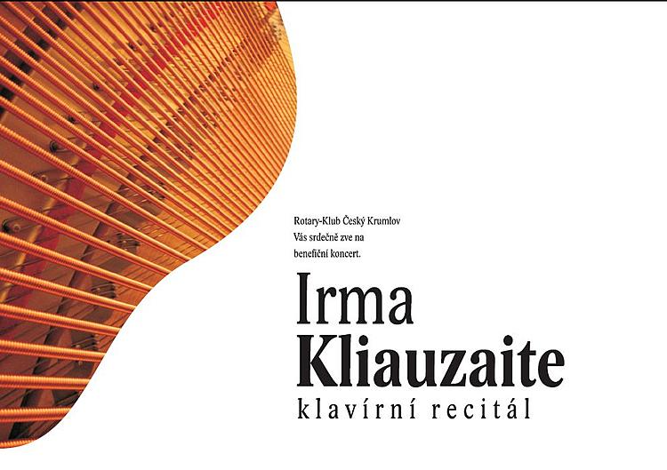 Pozvánka na benefiční koncert Irmy Kliauzaite, Český Krumlov, 2008, Grafika: Srb
