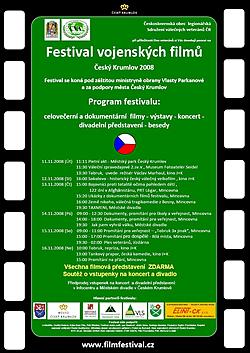 Plakát Festivalu vojenských filmů 2008 s programem 
