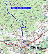 Mapa - Trasa 1: Kleť - Český Krumlov 