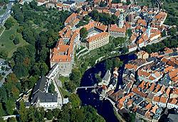 Letecký snímek Státního hradu a zámku Český Krumlov, foto: Lubor Mrázek 