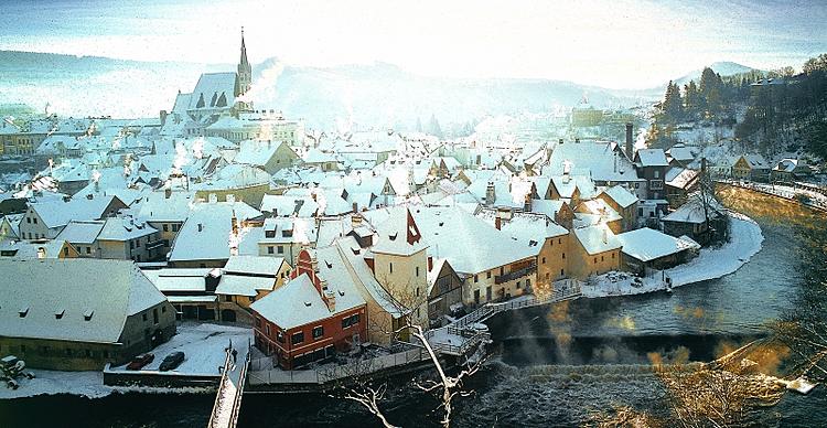 Zimní panorama Krumlova, foto Aleš Motejl